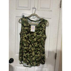 WOMENS TANK TOP TUNIC SHIRT LULAROE COCOA SIZE M NWT CAMO